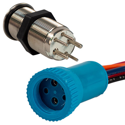 Bluewater 19mm Push Button Switch - Off/(On) Momentary Contact - Blue/Red LED - 4' Lead [9057-2113-4]