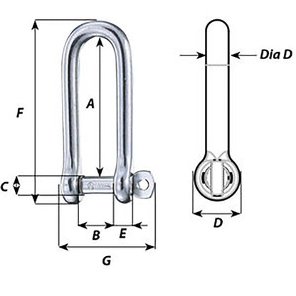 Wichard Captive Pin Long D Shackle - Diameter 8mm - 5/16" [01414]