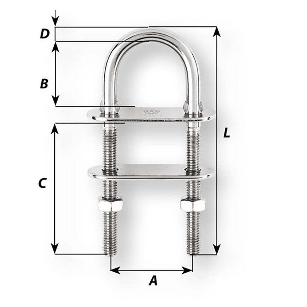 Wichard U-Bolt Pad Eye - 6mm Diameter - 15/64" - 70mm Length - 2-3/4" [06513]